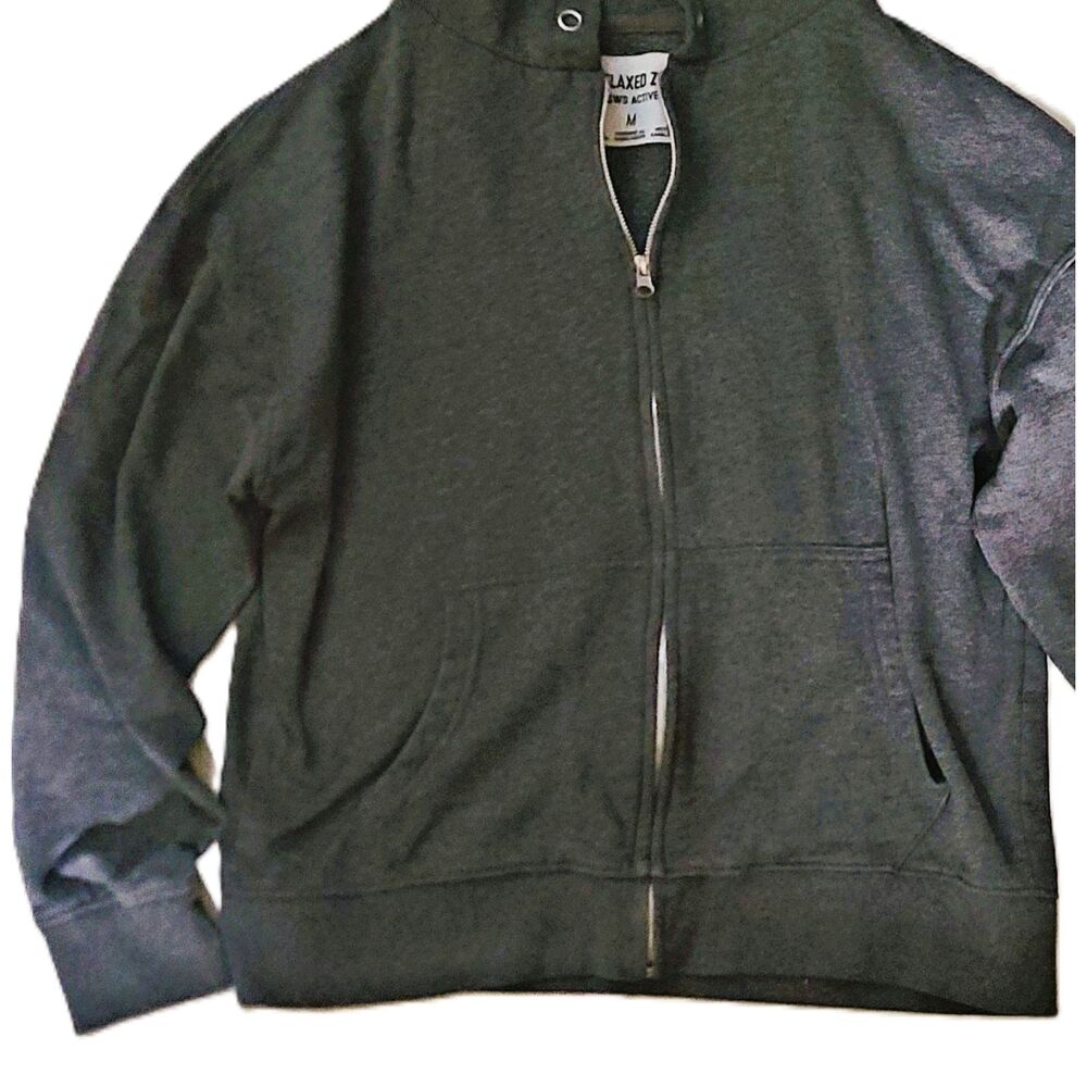 Relaxed Zip SWS Active Charcoal Heather Full Zip Hoodie Sweatshirt Medium Unisex